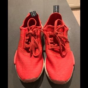 Coral Adidas boost sneakers